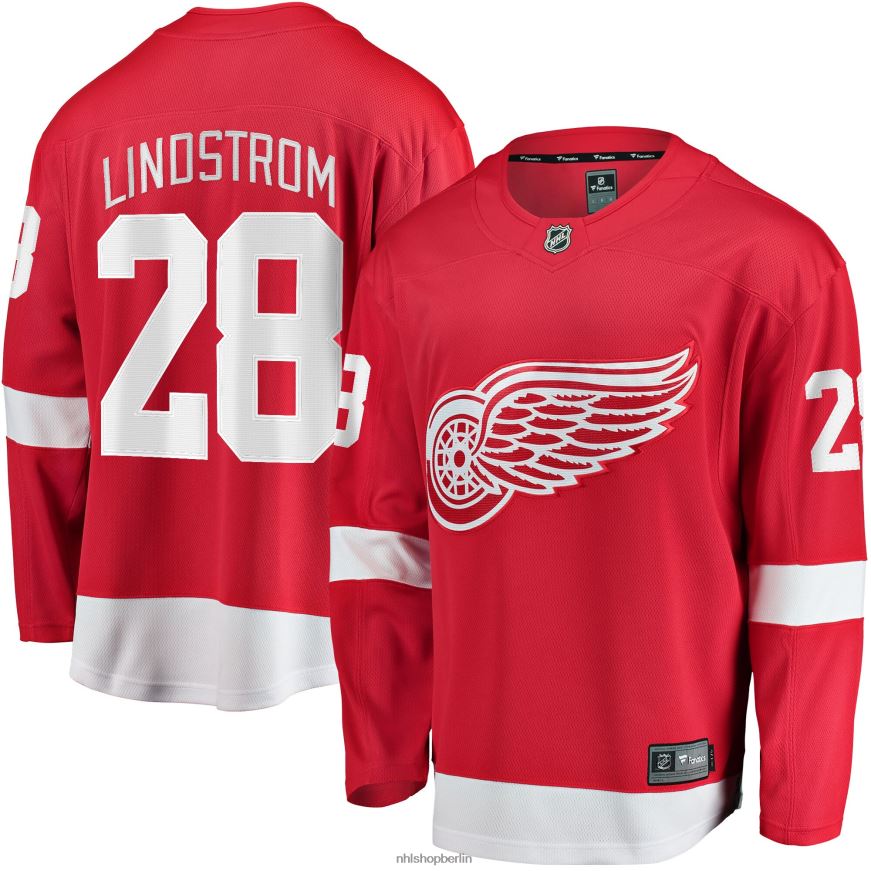 Männer NHL Detroit Red Wings Gustav Lindstrom Fanatics-gebrandetes rotes Home-Breakaway-Spielertrikot Kleidung BF680T1673