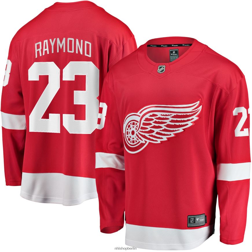 Männer NHL Detroit Red Wings Lucas Raymond Fanatics-gebrandetes rotes Home-Breakaway-Spielertrikot Kleidung BF680T956