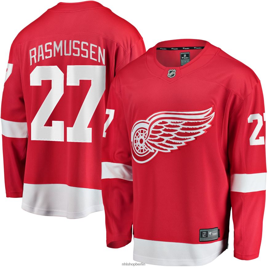 Männer NHL Detroit Red Wings Michael Rasmussen Fanatics-gebrandetes rotes Home-Breakaway-Spielertrikot Kleidung BF680T1564