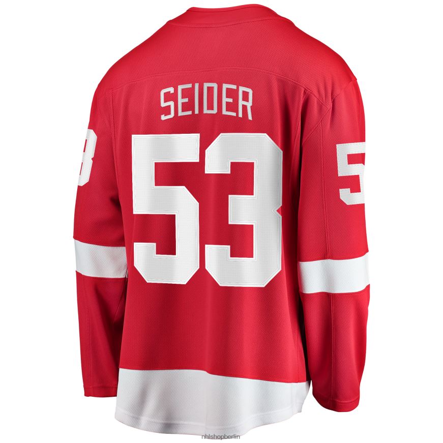 Männer NHL Detroit Red Wings Moritz Seider Fanatics-gebrandetes rotes Home-Breakaway-Spielertrikot Kleidung BF680T125