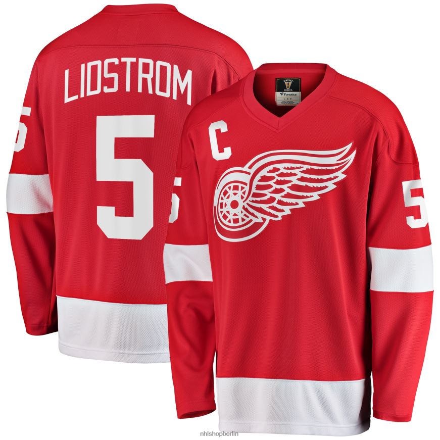 Männer NHL Detroit Red Wings Nicklas Lidstrom Fanatics gebrandetes rotes Premier Breakaway-Spielertrikot im Ruhestand Kleidung BF680T204