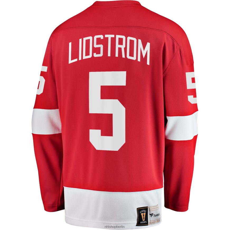 Männer NHL Detroit Red Wings Nicklas Lidstrom Fanatics gebrandetes rotes Premier Breakaway-Spielertrikot im Ruhestand Kleidung BF680T204