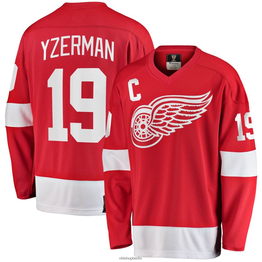 Männer NHL Detroit Red Wings Steve Yzerman Fanatics gebrandetes rotes Premier Breakaway-Spielertrikot im Ruhestand Kleidung BF680T89