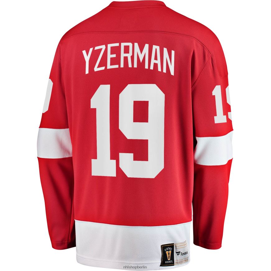 Männer NHL Detroit Red Wings Steve Yzerman Fanatics gebrandetes rotes Premier Breakaway-Spielertrikot im Ruhestand Kleidung BF680T89