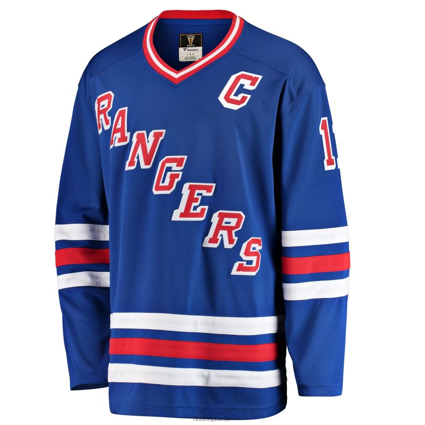 Männer NHL Die New York Rangers markieren das blaue Premier-Breakaway-Trikot für ausgeschiedene Spieler mit der Marke Messier Fanatics Kleidung BF680T70