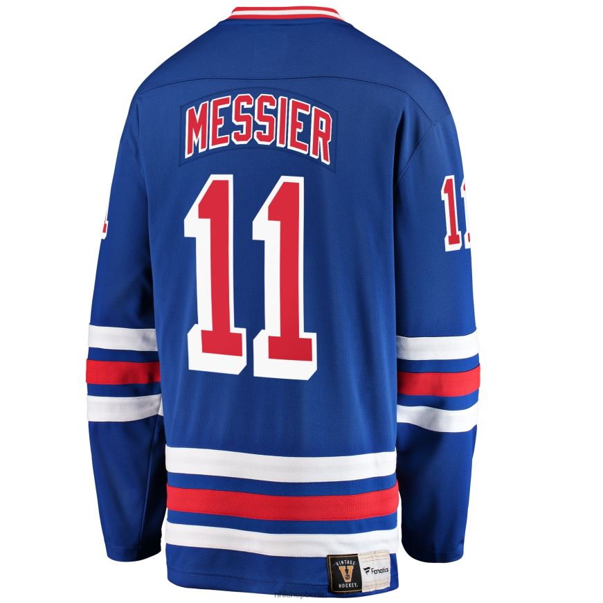 Männer NHL Die New York Rangers markieren das blaue Premier-Breakaway-Trikot für ausgeschiedene Spieler mit der Marke Messier Fanatics Kleidung BF680T70