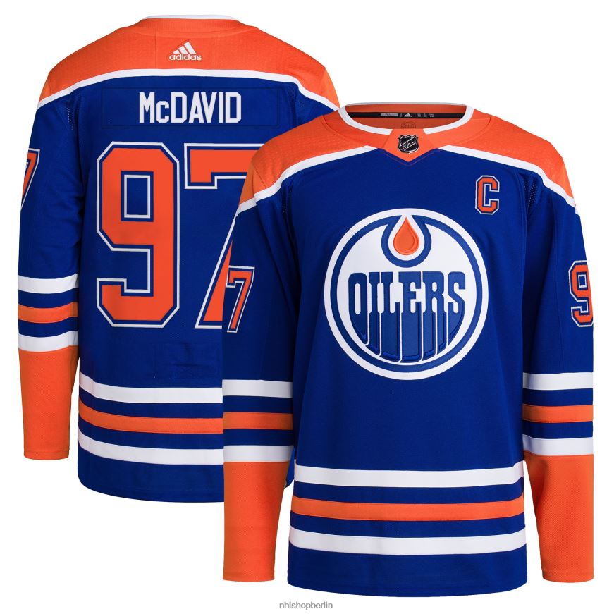 Männer NHL Edmonton Oilers Connor McDavid Adidas Royal Home Primegreen Authentisches Pro-Spieler-Trikot Kleidung BF680T30