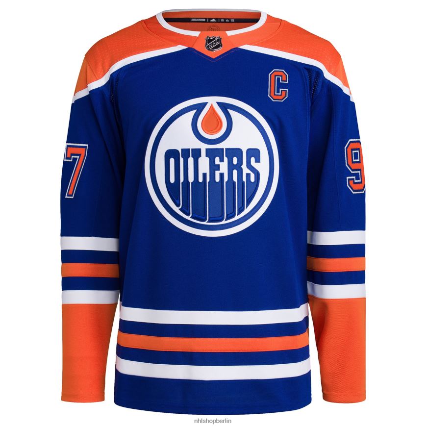 Männer NHL Edmonton Oilers Connor McDavid Adidas Royal Home Primegreen Authentisches Pro-Spieler-Trikot Kleidung BF680T30