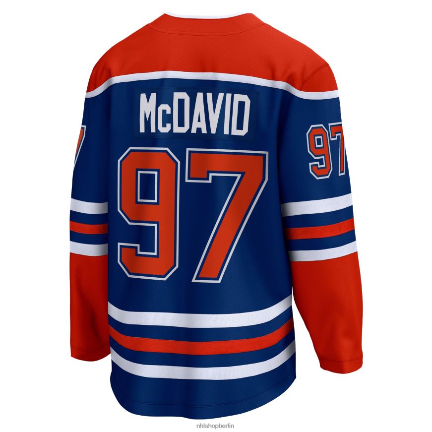 Männer NHL Edmonton Oilers Connor McDavid Fanatics-Trikot für Premier-Breakaway-Spieler mit königlichem Home-Logo Kleidung BF680T954