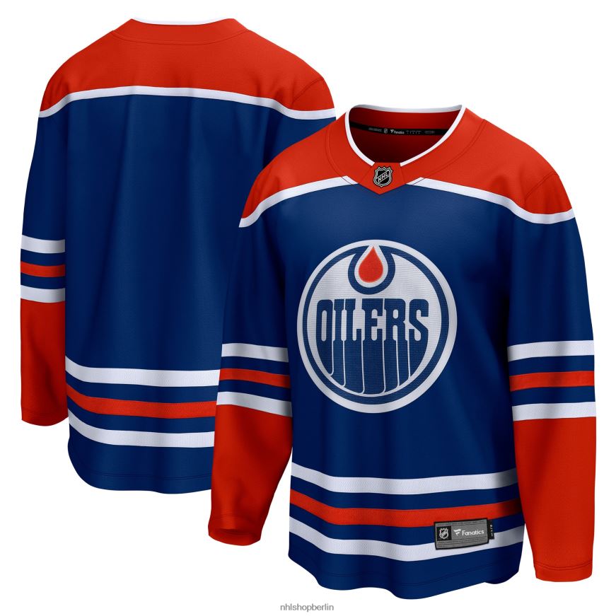 Männer NHL Edmonton Oilers Fanatics-gebrandetes Royal Home Breakaway Blanko-Trikot Kleidung BF680T421