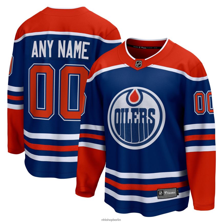 Männer NHL Edmonton Oilers Fanatics-gebrandetes Royal Home Breakaway-Trikot nach Maß Kleidung BF680T1225