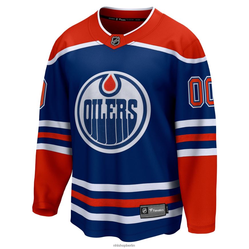 Männer NHL Edmonton Oilers Fanatics-gebrandetes Royal Home Breakaway-Trikot nach Maß Kleidung BF680T1225