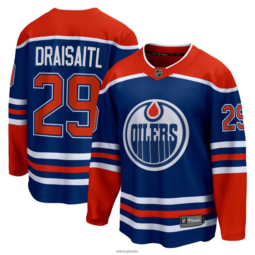 Männer NHL Edmonton Oilers Leon Draisaitl Fanatics-Trikot mit Royal-Heim-Premier-Breakaway-Spieler-Trikot Kleidung BF680T537