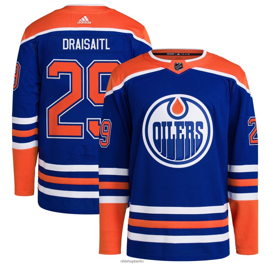 Männer NHL Edmonton Oilers Leon Draisaitl adidas Royal Home Primegreen Authentisches Profispieler-Trikot Kleidung BF680T505