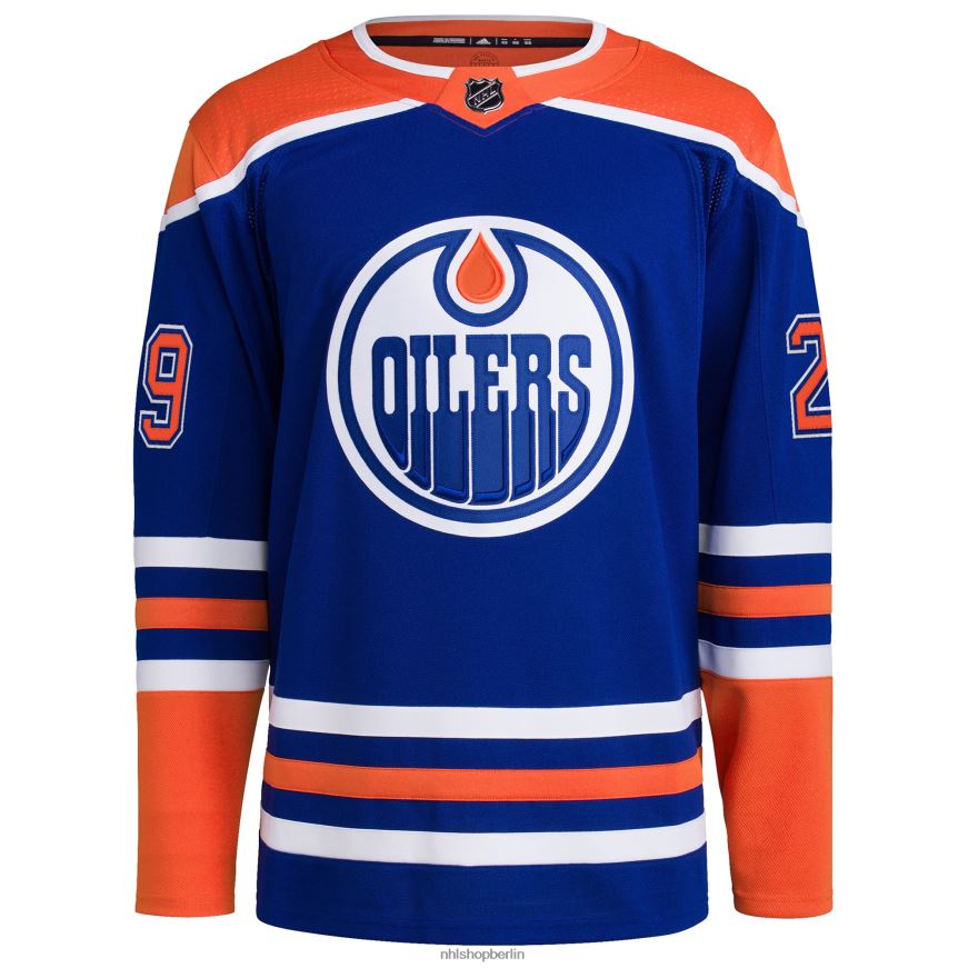 Männer NHL Edmonton Oilers Leon Draisaitl adidas Royal Home Primegreen Authentisches Profispieler-Trikot Kleidung BF680T505