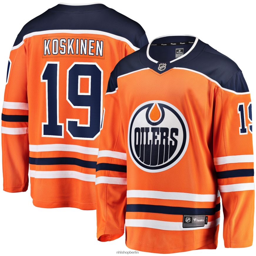 Männer NHL Edmonton Oilers Mikko Koskinen Fanatics-Spielertrikot in orangefarbener Breakaway-Teamfarbe Kleidung BF680T2027