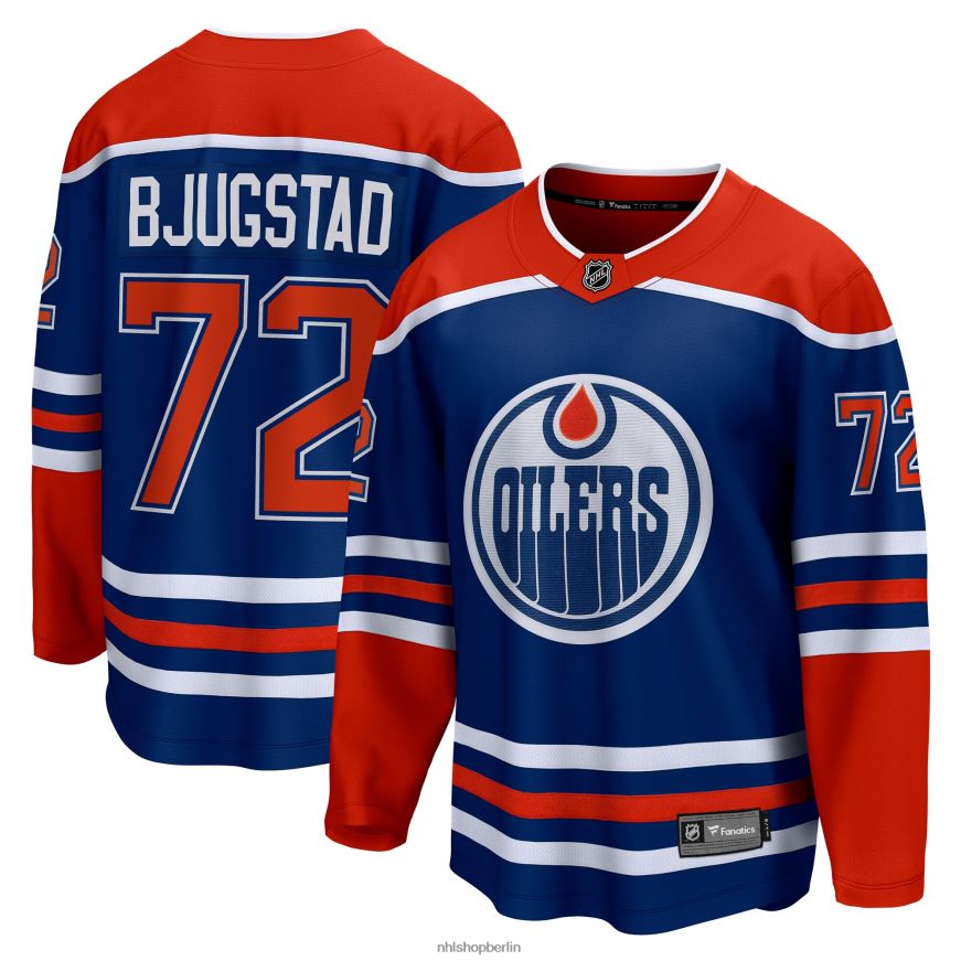 Männer NHL Edmonton Oilers Nick Bjugstad Fanatics-gebrandetes königliches Breakaway-Heimtrikot Kleidung BF680T858