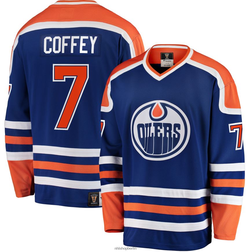 Männer NHL Edmonton Oilers Paul Coffey Fanatics gebrandetes blaues Premier Breakaway-Spielertrikot im Ruhestand Kleidung BF680T912