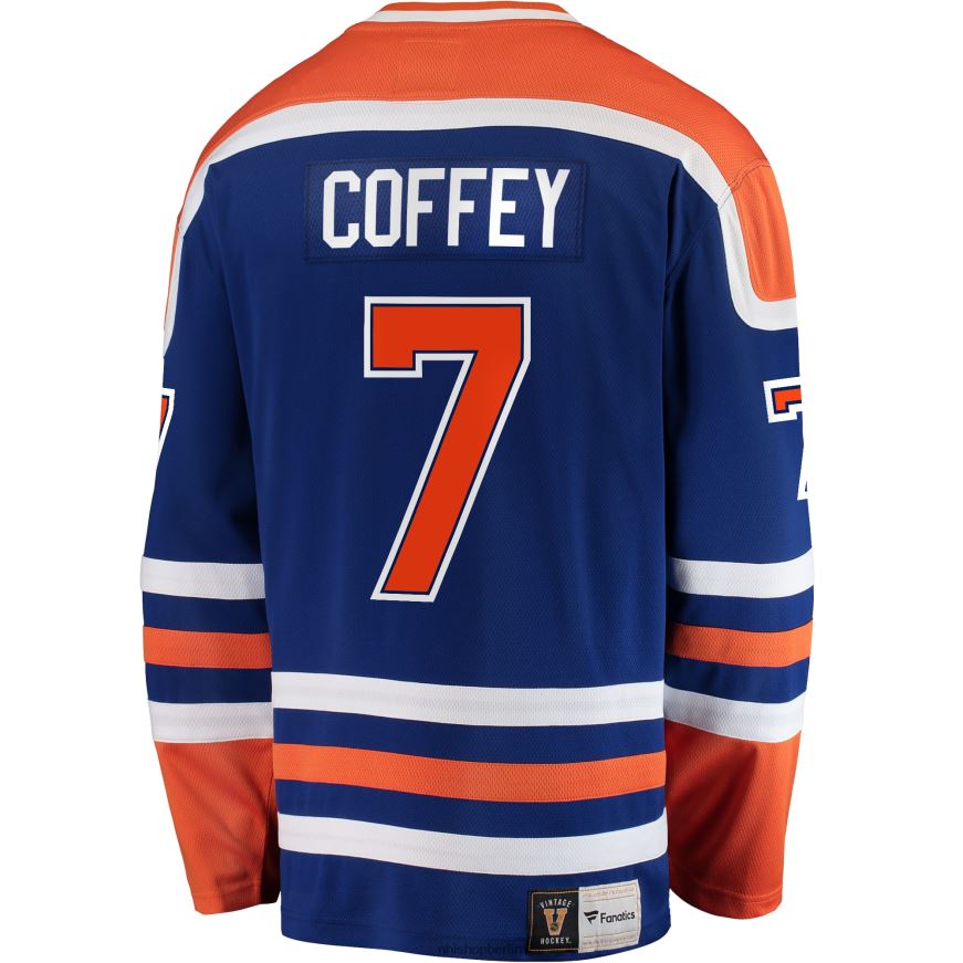 Männer NHL Edmonton Oilers Paul Coffey Fanatics gebrandetes blaues Premier Breakaway-Spielertrikot im Ruhestand Kleidung BF680T912