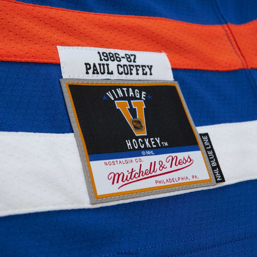 Männer NHL Edmonton Oilers Paul Coffey Mitchell  Ness Royal 1986 Blue Line Player-Trikot Kleidung BF680T1463