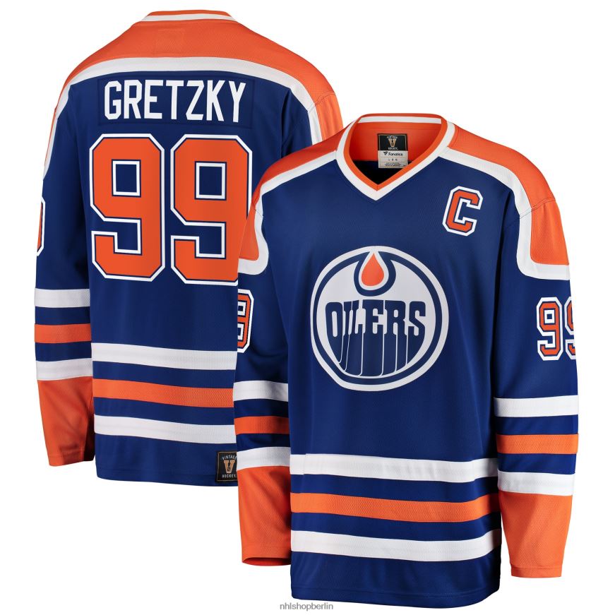 Männer NHL Edmonton Oilers Wayne Gretzky Fanatics gebrandetes blaues Premier Breakaway-Spielertrikot im Ruhestand Kleidung BF680T2