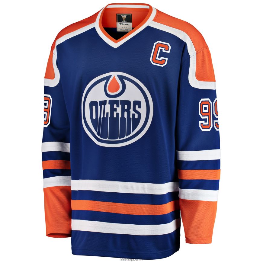 Männer NHL Edmonton Oilers Wayne Gretzky Fanatics gebrandetes blaues Premier Breakaway-Spielertrikot im Ruhestand Kleidung BF680T2