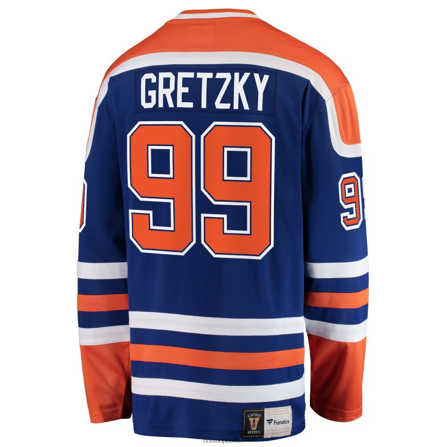 Männer NHL Edmonton Oilers Wayne Gretzky Fanatics gebrandetes blaues Premier Breakaway-Spielertrikot im Ruhestand Kleidung BF680T2