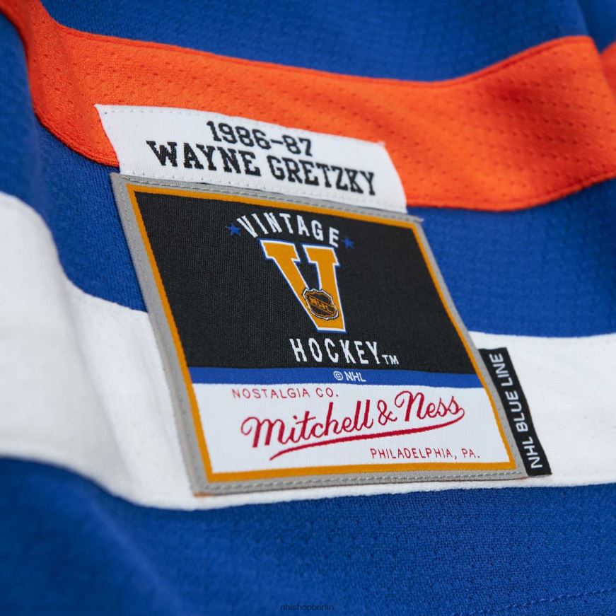 Männer NHL Edmonton Oilers Wayne Gretzky Mitchell  Ness Royal 1986 Blue Line Player-Trikot Kleidung BF680T135