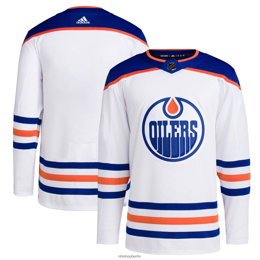 Männer NHL Edmonton Oilers adidas White Away Primegreen Authentic Pro Blank Trikot Kleidung BF680T1324