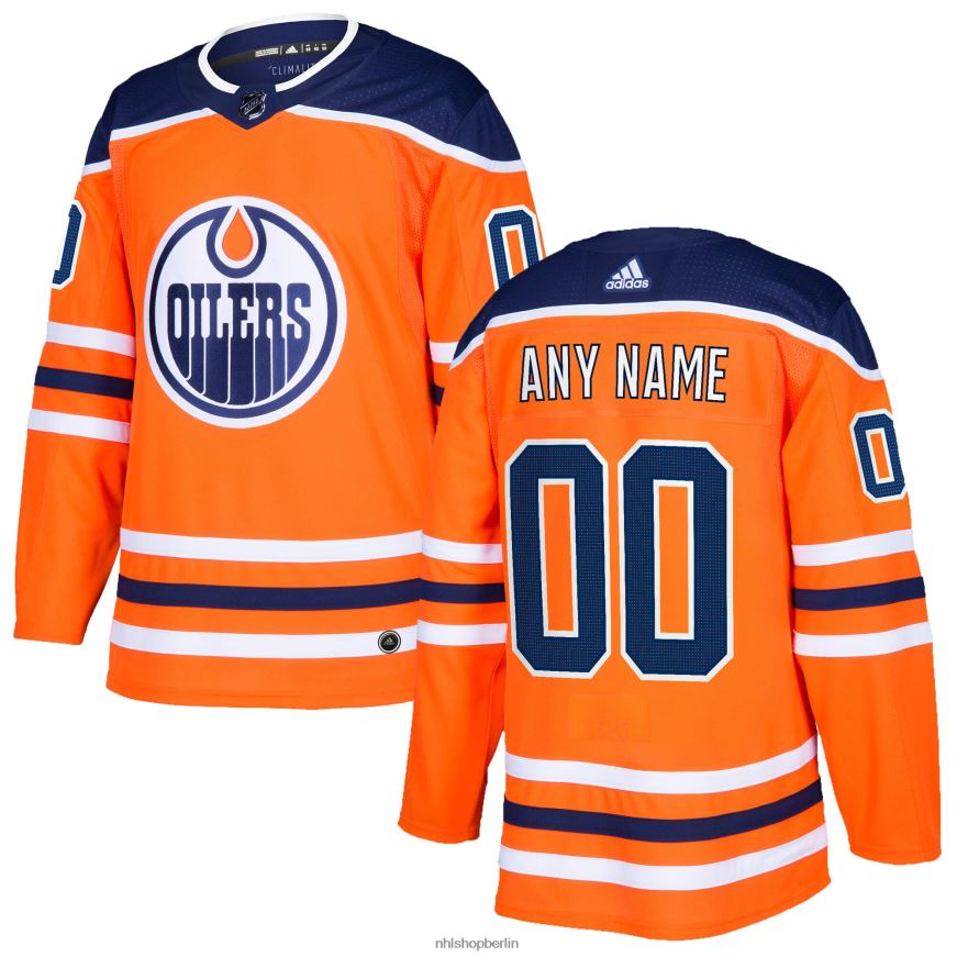 Männer NHL Edmonton Oilers adidas orange authentisches individuelles Trikot Kleidung BF680T2404