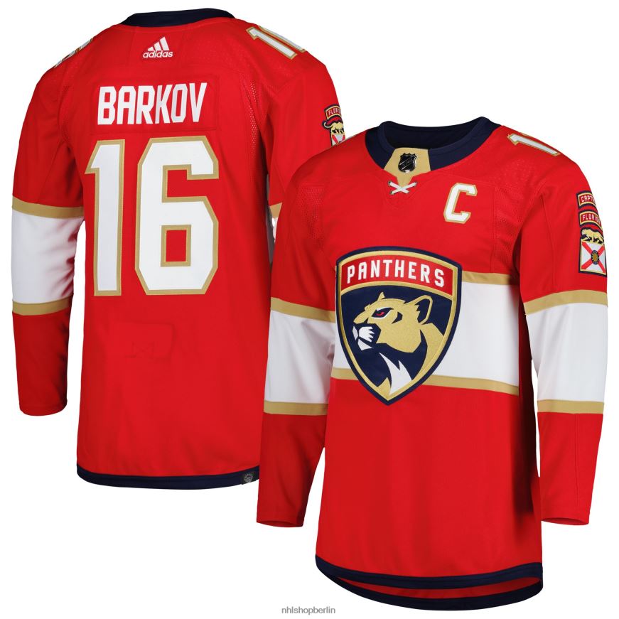 Männer NHL Florida Panthers Aleksander Barkov adidas Red Captain Patch Home Primegreen Authentisches Pro-Spieler-Trikot Kleidung BF680T331