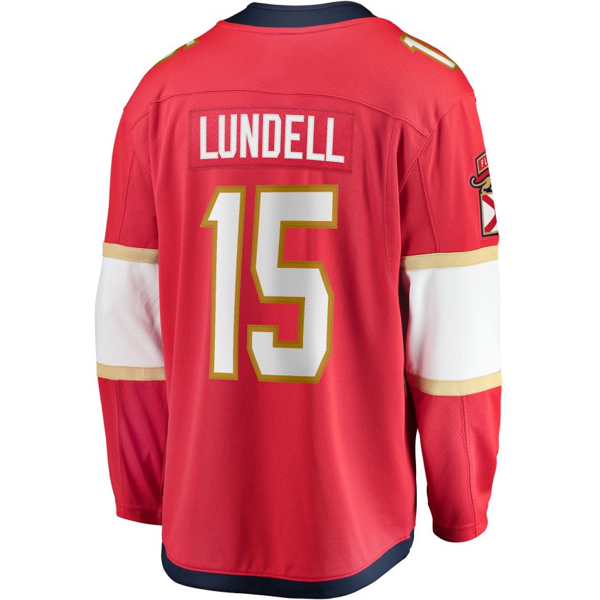 Männer NHL Florida Panthers Anton Lundell Fanatics-gebrandetes rotes Home-Breakaway-Spielertrikot Kleidung BF680T1993