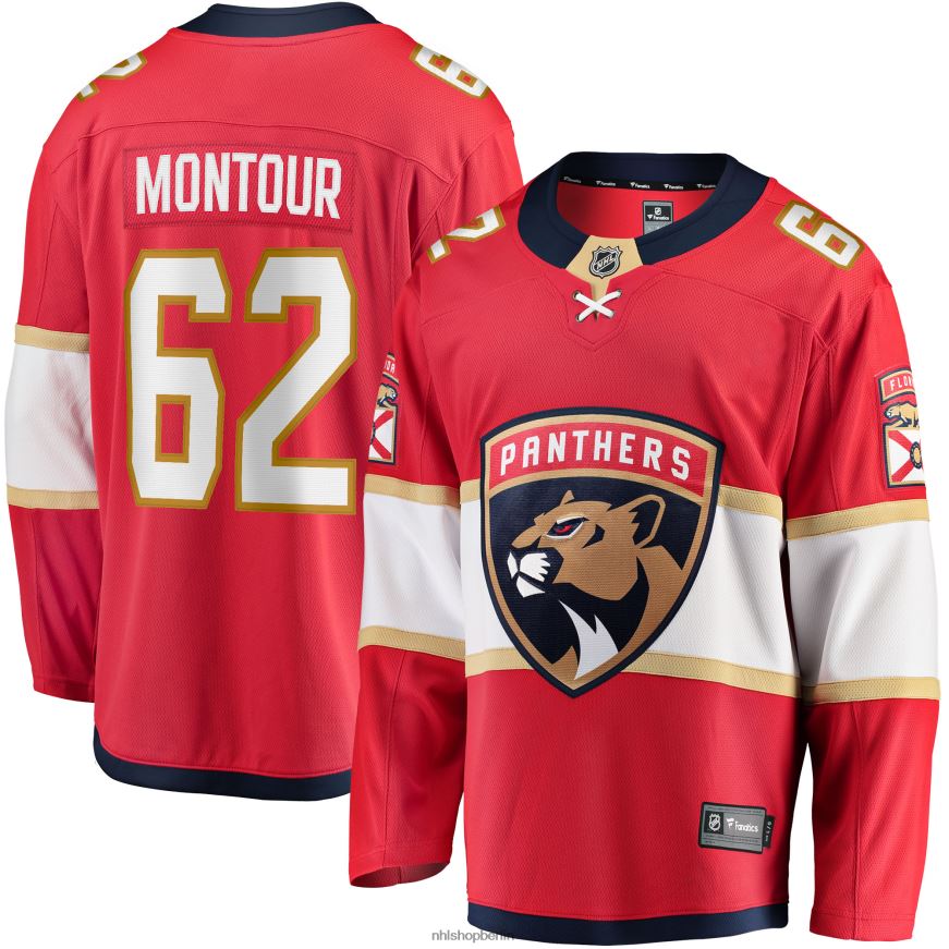 Männer NHL Florida Panthers Brandon Montour Fanatics-gebrandetes rotes Home-Breakaway-Spielertrikot Kleidung BF680T1928