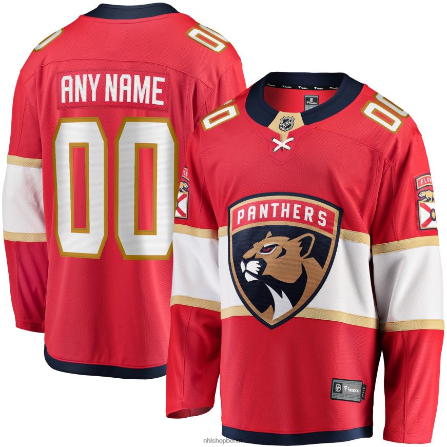 Männer NHL Florida Panthers Fanatics-gebrandetes rotes Home Breakaway-Trikot nach Maß Kleidung BF680T814