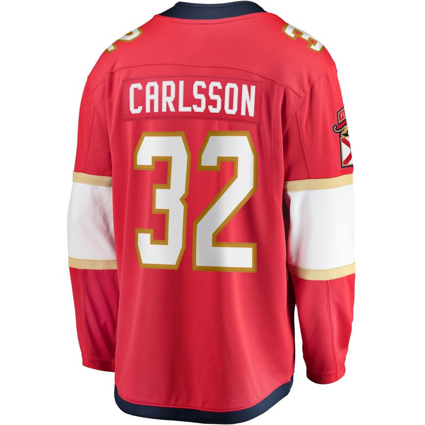 Männer NHL Florida Panthers Lucas Carlsson Fanatics-gebrandetes rotes Heim-Ausreißer-Spielertrikot Kleidung BF680T2357