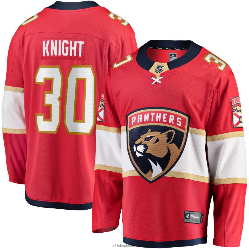 Männer NHL Florida Panthers Spencer Knight Fanatics Branded Red 2017/18 Heim-Breakaway-Replica-Trikot Kleidung BF680T1306