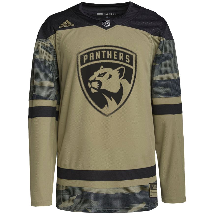 Männer NHL Florida Panthers adidas Camo Military Appreciation Team authentisches individuelles Übungstrikot Kleidung BF680T2090