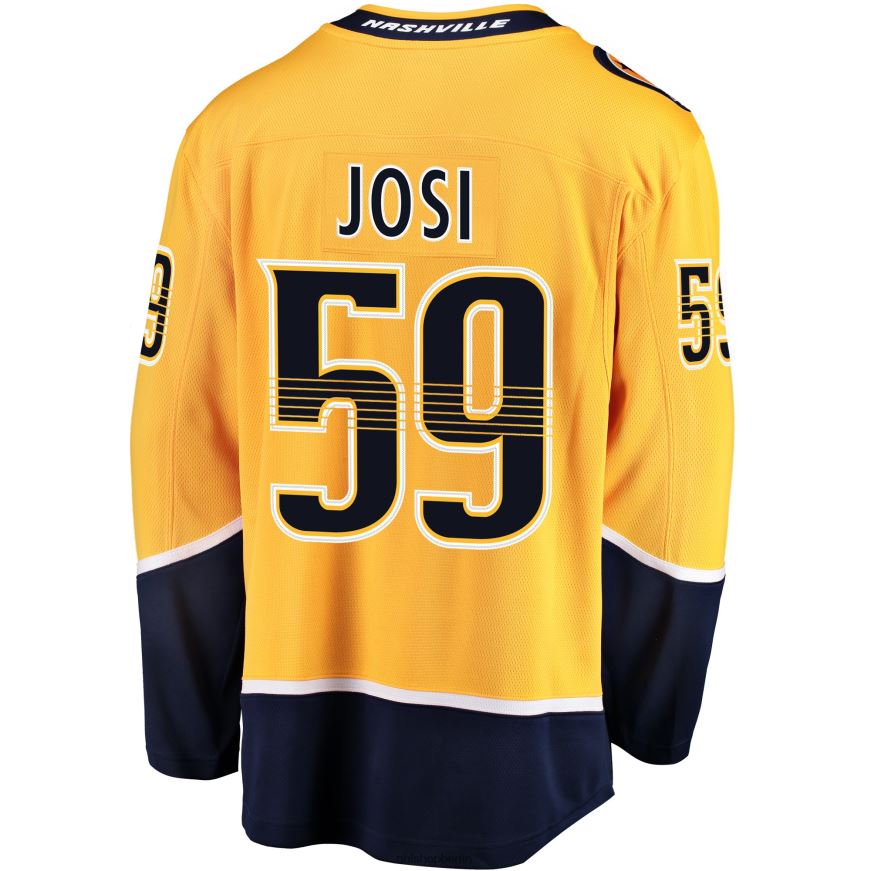 Männer NHL Goldenes Breakaway-Spielertrikot der Nashville Predators mit Roman-Josi-Fanatiker-Logo Kleidung BF680T272