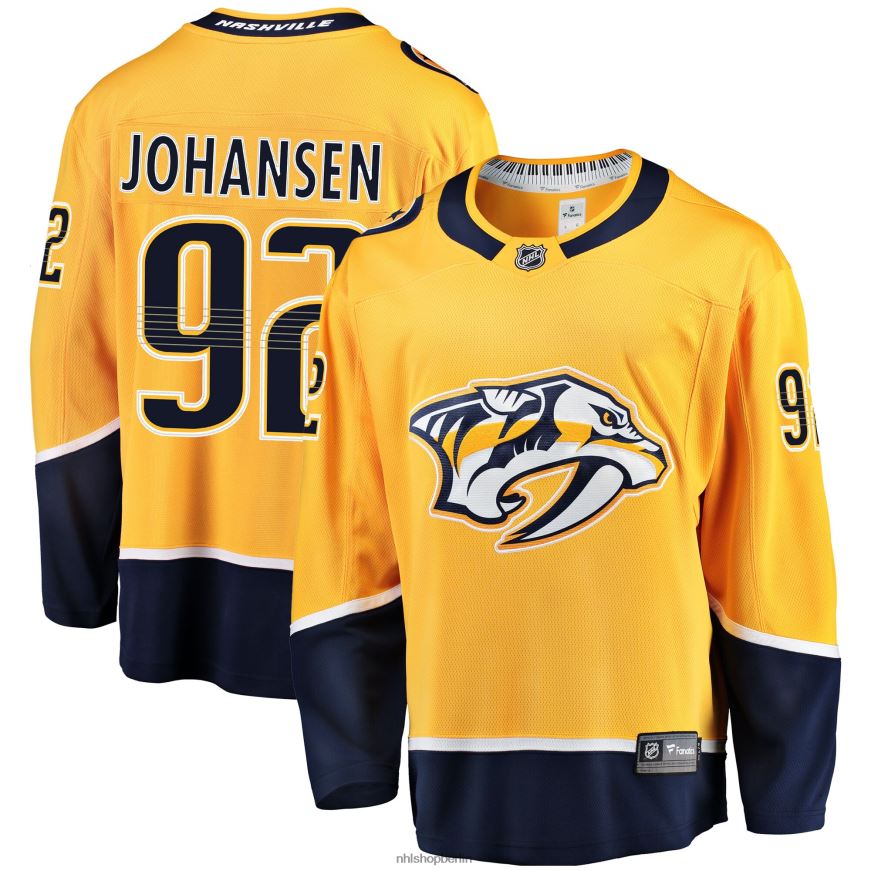 Männer NHL Goldenes Breakaway-Spielertrikot der Nashville Predators mit Ryan Johansen-Fanatiker-Logo Kleidung BF680T1741