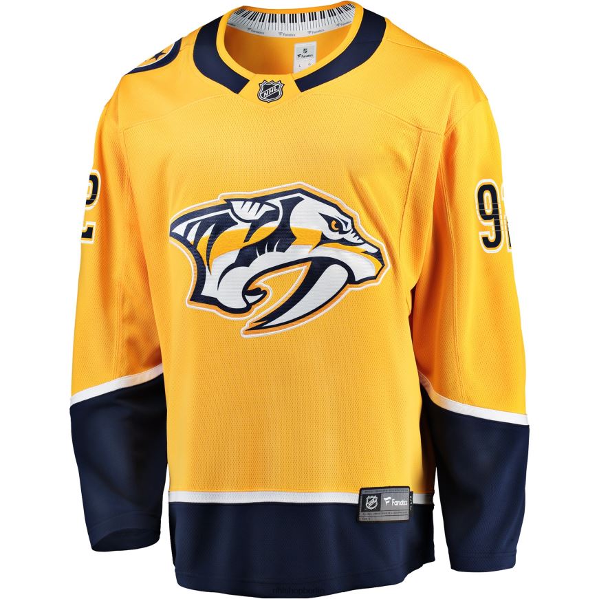 Männer NHL Goldenes Breakaway-Spielertrikot der Nashville Predators mit Ryan Johansen-Fanatiker-Logo Kleidung BF680T1741