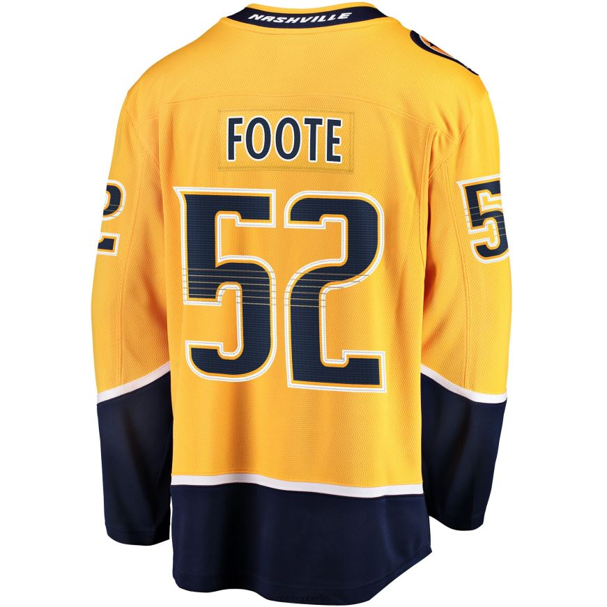 Männer NHL Goldenes Heim-Breakaway-Trikot der Nashville Predators mit Cal Foote Fanatics-Logo Kleidung BF680T1684