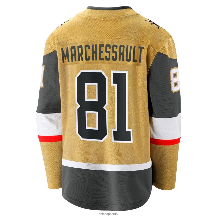 Männer NHL Goldenes Heim-Breakaway-Trikot der Vegas Golden Knights mit Jonathan Marchessault Fanatics-Logo Kleidung BF680T1231