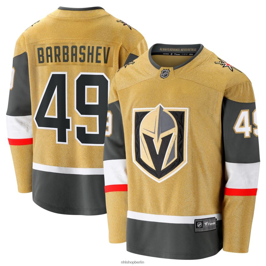 Männer NHL Goldenes Home-Breakaway-Trikot der Vegas Golden Knights mit Fanatics-Logo von Ivan Barbashev Kleidung BF680T1513