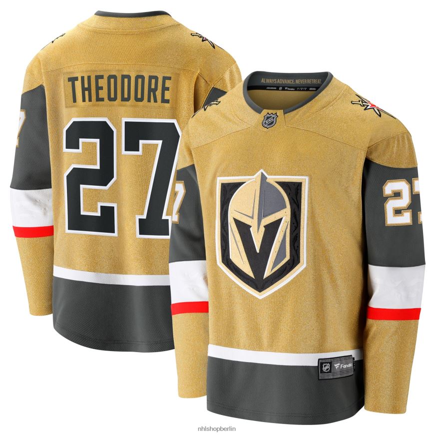 Männer NHL Goldenes Home-Breakaway-Trikot der Vegas Golden Knights mit Shea Theodore Fanatics-Logo Kleidung BF680T1919