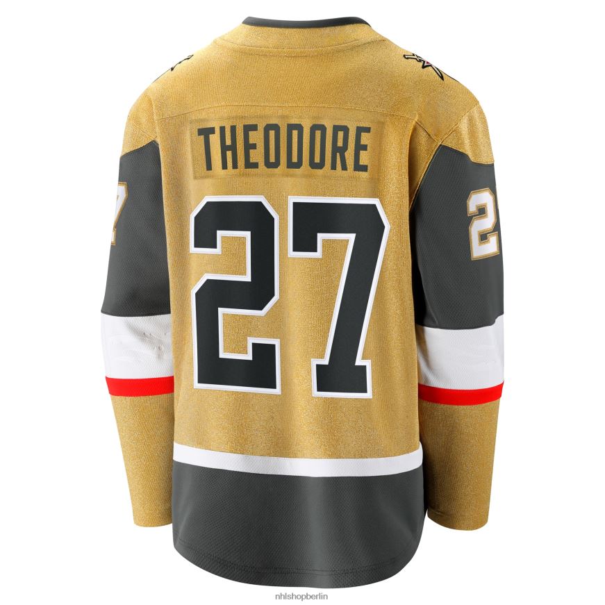 Männer NHL Goldenes Home-Breakaway-Trikot der Vegas Golden Knights mit Shea Theodore Fanatics-Logo Kleidung BF680T1919