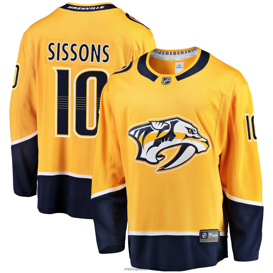 Männer NHL Goldfarbenes Breakaway-Spielertrikot der Nashville Predators Colton Sissons Fanatics Kleidung BF680T1581