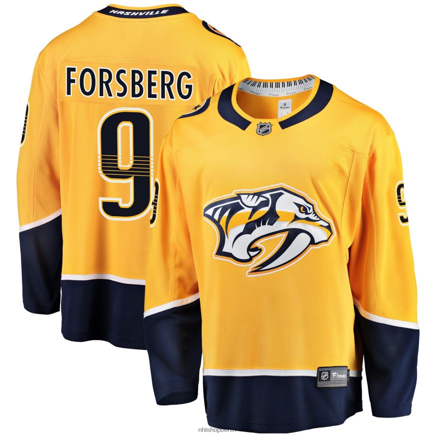 Männer NHL Goldfarbenes Breakaway-Spielertrikot der Nashville Predators Filip Forsberg Fanatics Kleidung BF680T1421