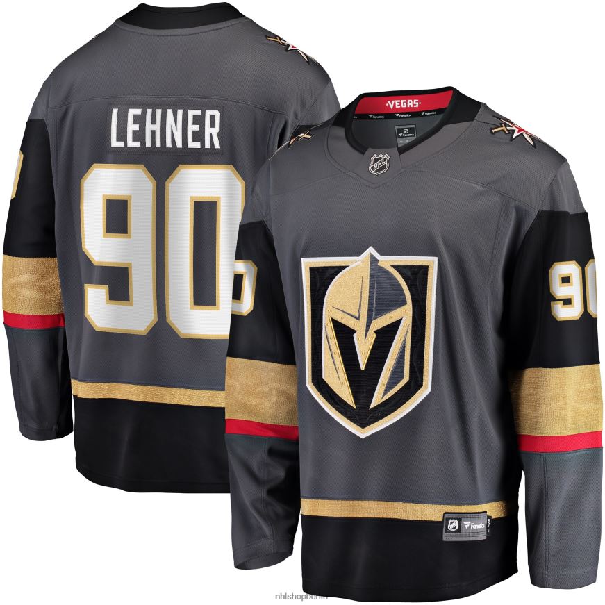 Männer NHL Graues Breakaway-Alternative-Spieler-Trikot der Vegas Golden Knights mit Robin Lehner Fanatics-Logo Kleidung BF680T2230