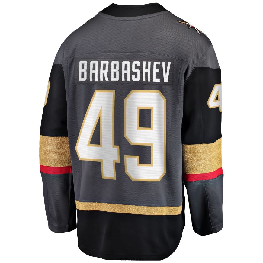 Männer NHL Graues Breakaway-Heimtrikot der Vegas Golden Knights mit Fanatics-Logo von Ivan Barbashev Kleidung BF680T2034