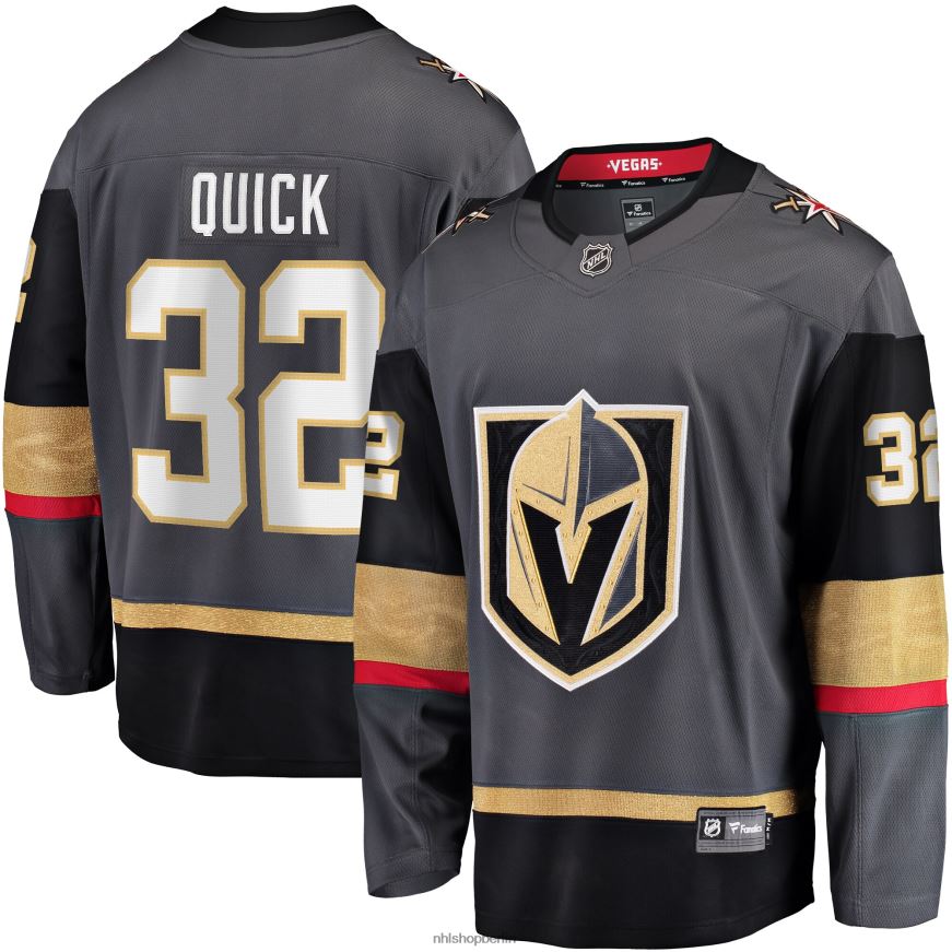 Männer NHL Graues Breakaway-Heimtrikot der Vegas Golden Knights mit Jonathan Quick Fanatics-Logo Kleidung BF680T603